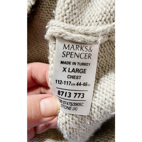 Marks & Spencer Collezione Cardigan Wool Suede Leather Cardigan Jacket XL - Picture 5 of 7